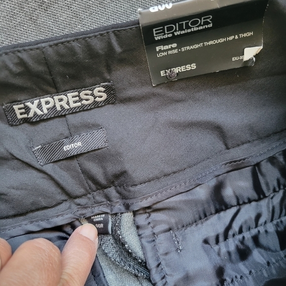 Express Editor Wide Waistband Low-rise Flare Dress Pants 00R in Grey NWOT - Picture 5 of 10